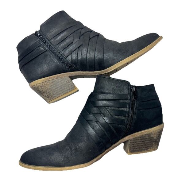 Black Ankle Boots Womens Sz 9 Strappy Lifestride Prairie Low Block Heel • EUC - Picture 5 of 8